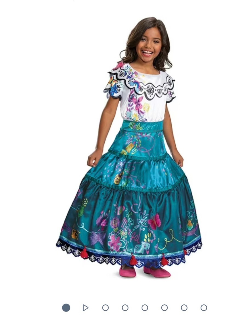 Disney Girls Teal and White Floral Fiesta Costume Dress